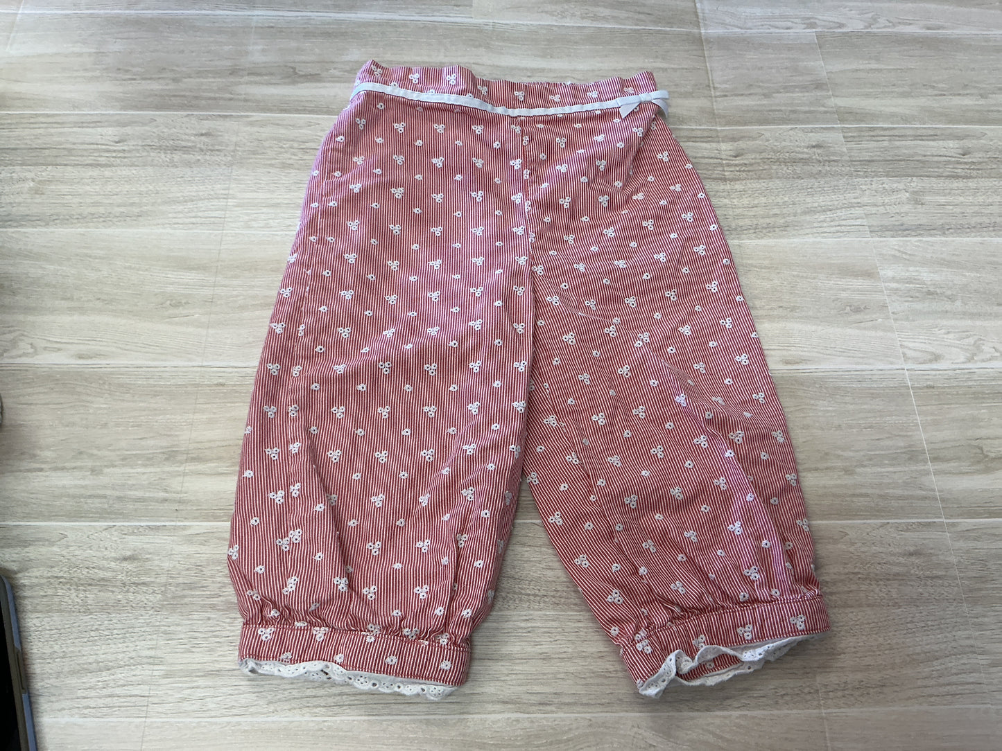 12-18m Janie + Jack Red Pinstripe Eyelet Pants