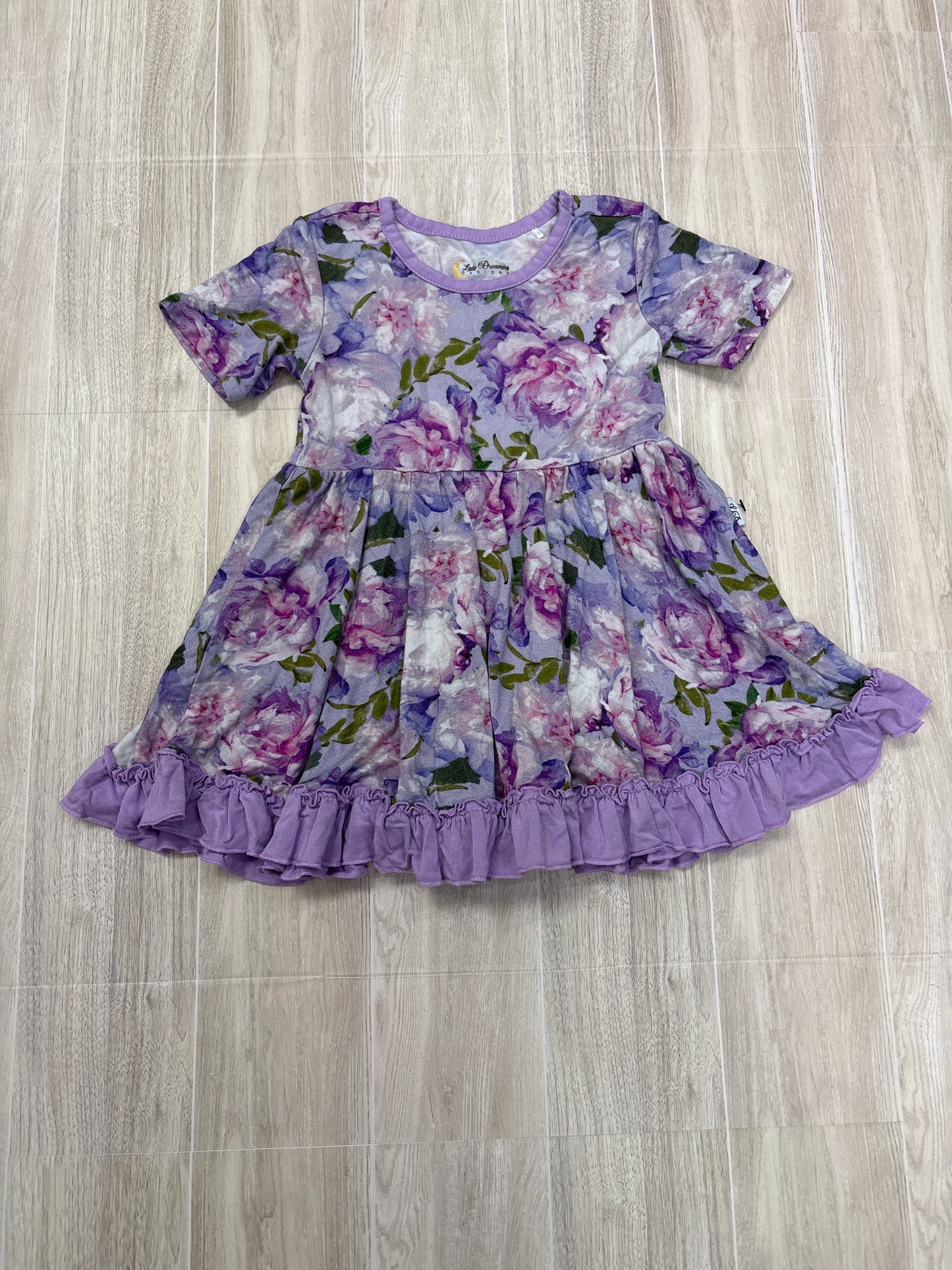 2T Little Dreamers Purple Roses Ruffle Dress