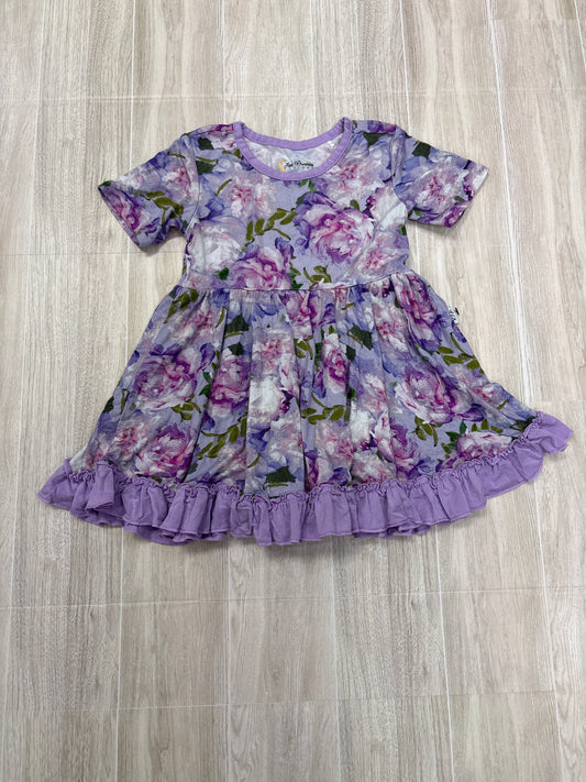 2T Little Dreamers Purple Roses Ruffle Dress