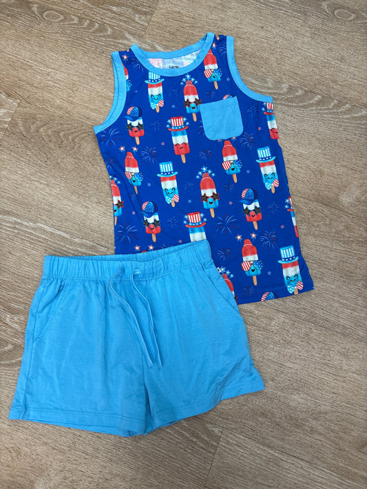 4T Birdie Bean RWB Popsicle Tank + Short Set