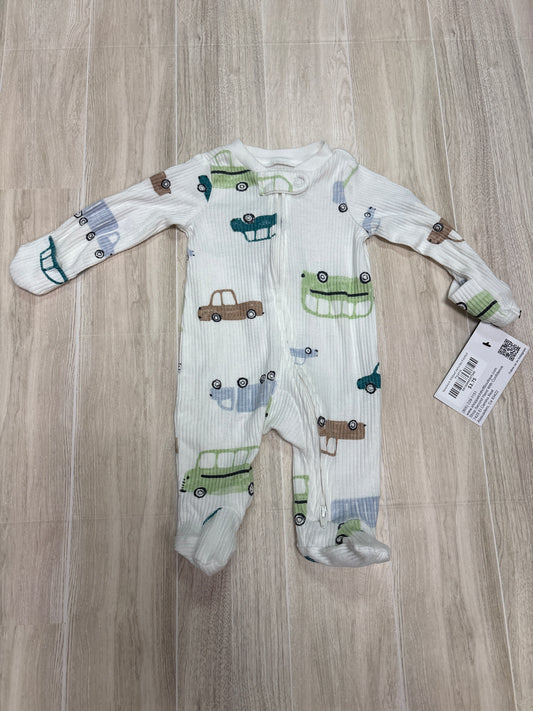 Newborn Ribbed Vehicles Footed Pajama