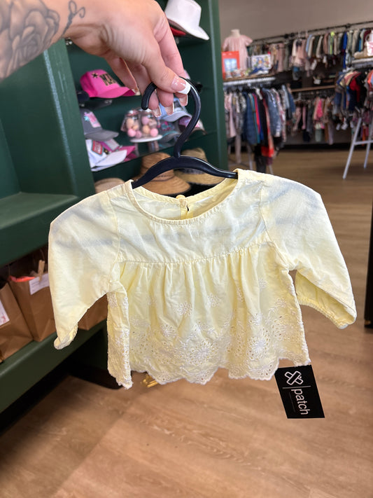 0-3m Yellow Eyelet Long Sleeve