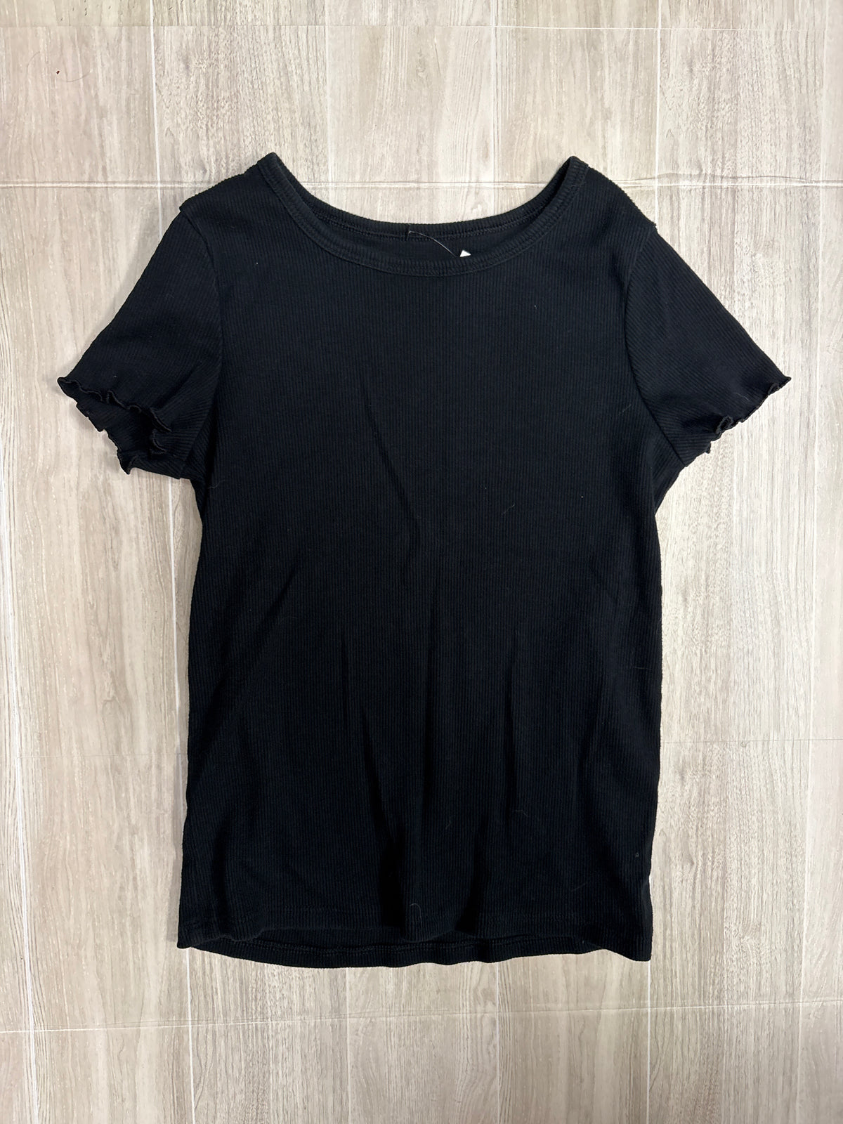 8 Black Ribbed Short Sleeve Tee