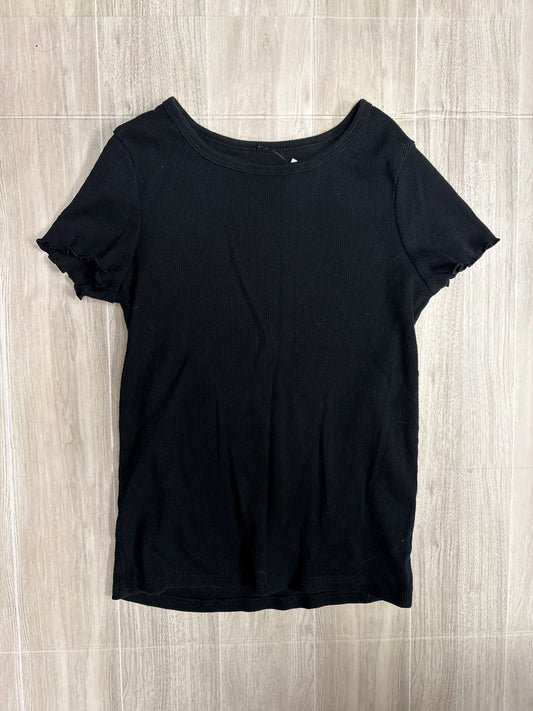 8 Black Ribbed Short Sleeve Tee