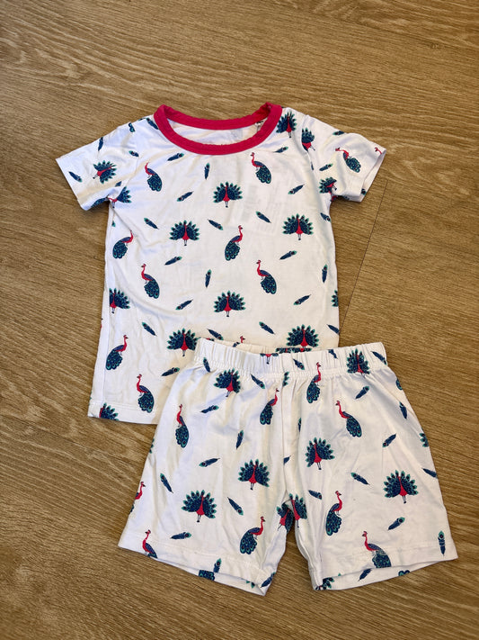 12-18m White Peacock 2 Piece Pajama Set