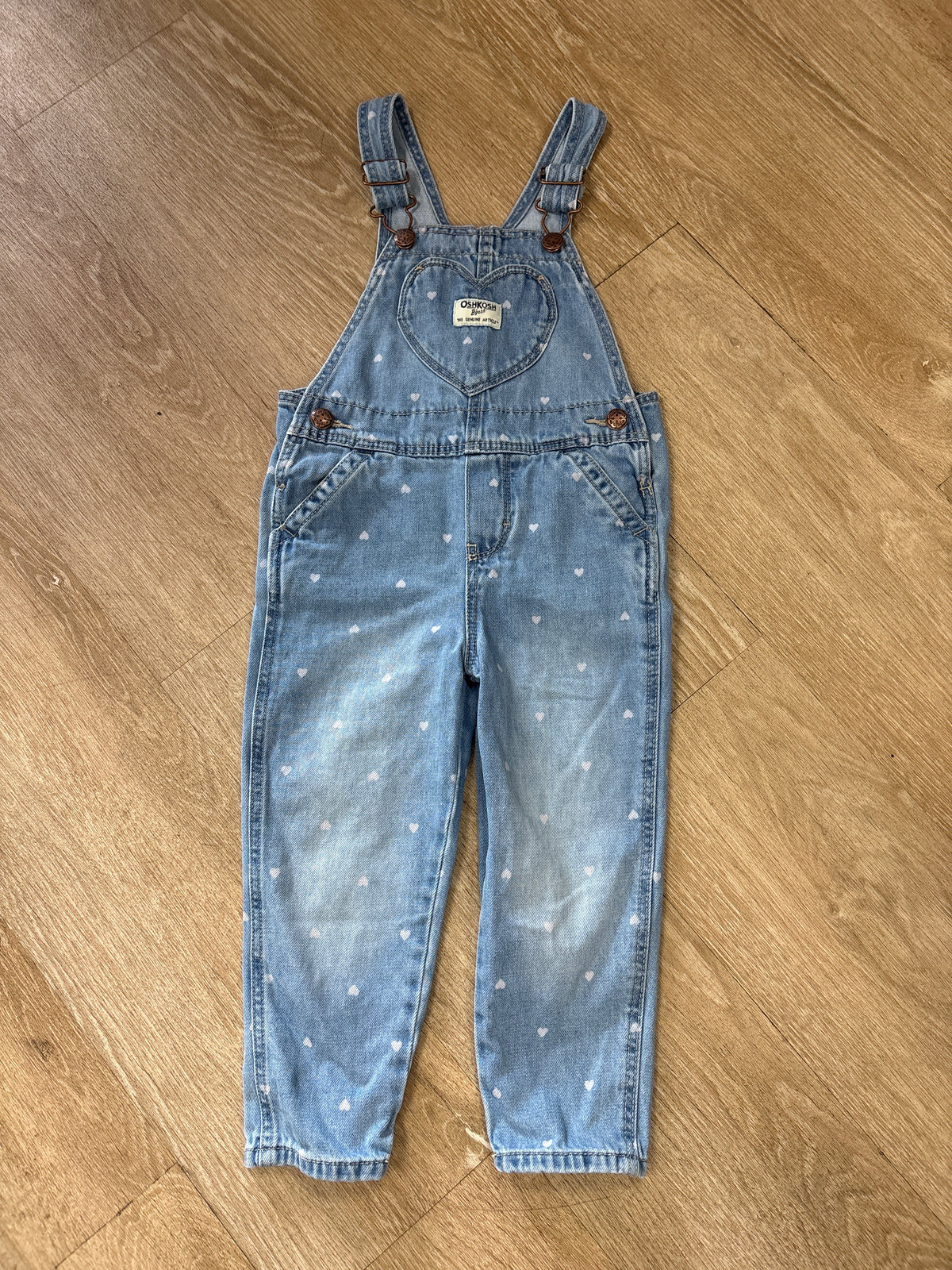 3T OshKosh Denim Heart Overalls