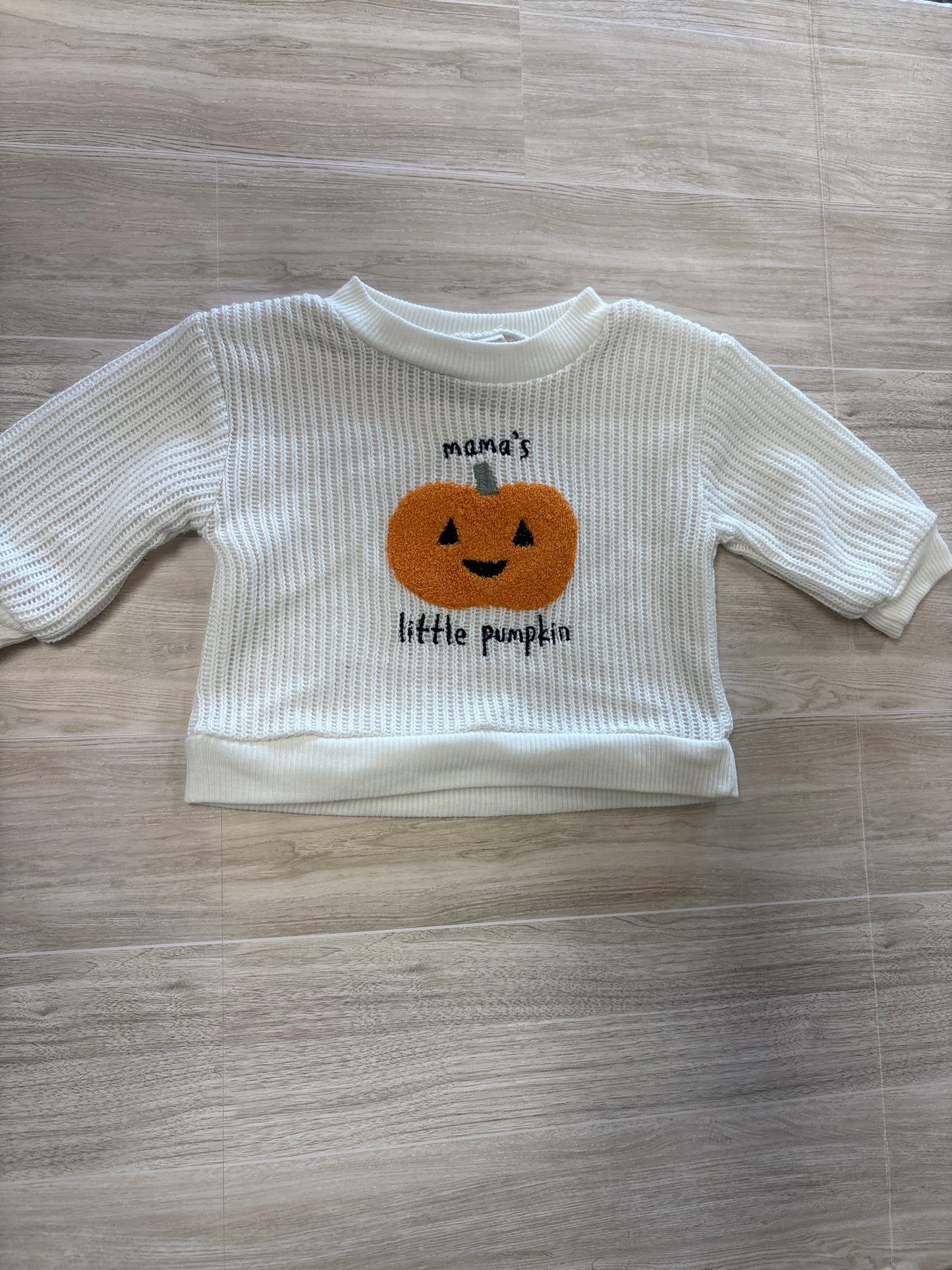 3-6m Mama's Little Pumpkin White Sweater