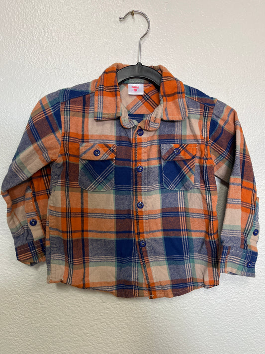 2T Plaid Flannel Orange/Blue