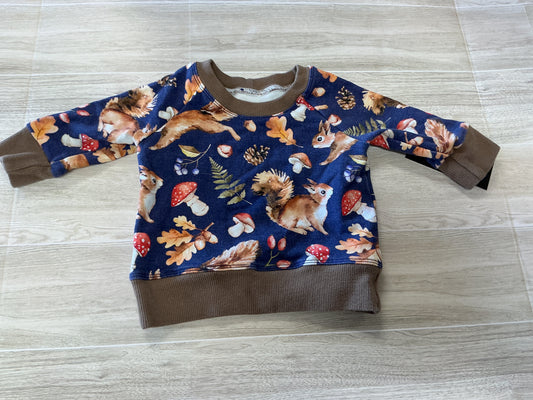 0-3m Handmade Squirrel Crewneck