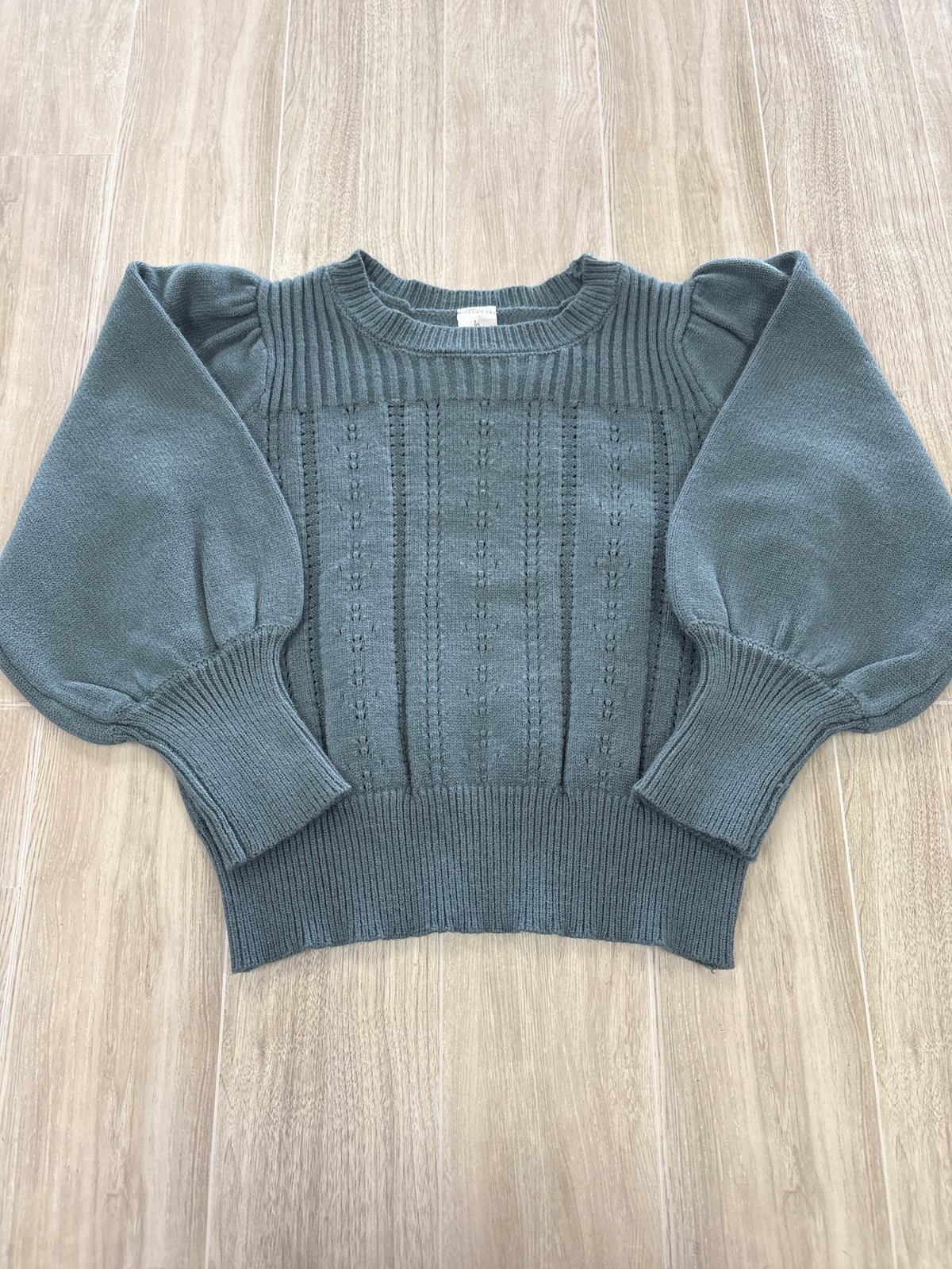 NWT 3T Blue Knit Eyelet Puff Sleeve Sweater