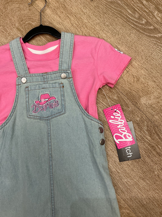 NWT 2T Pink Barbie Overall Set