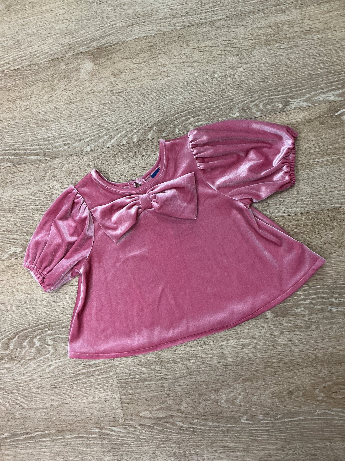3T Pink Bow Velour Top
