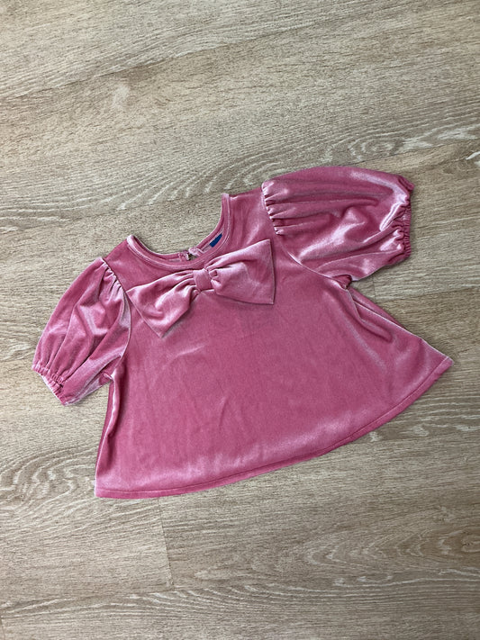 3T Pink Bow Velour Top