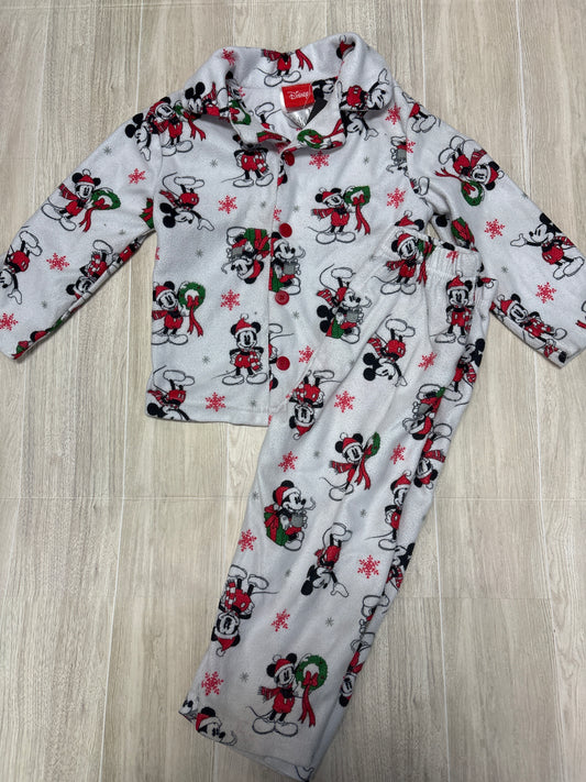 24m White Mickey Christmas Pajama Set