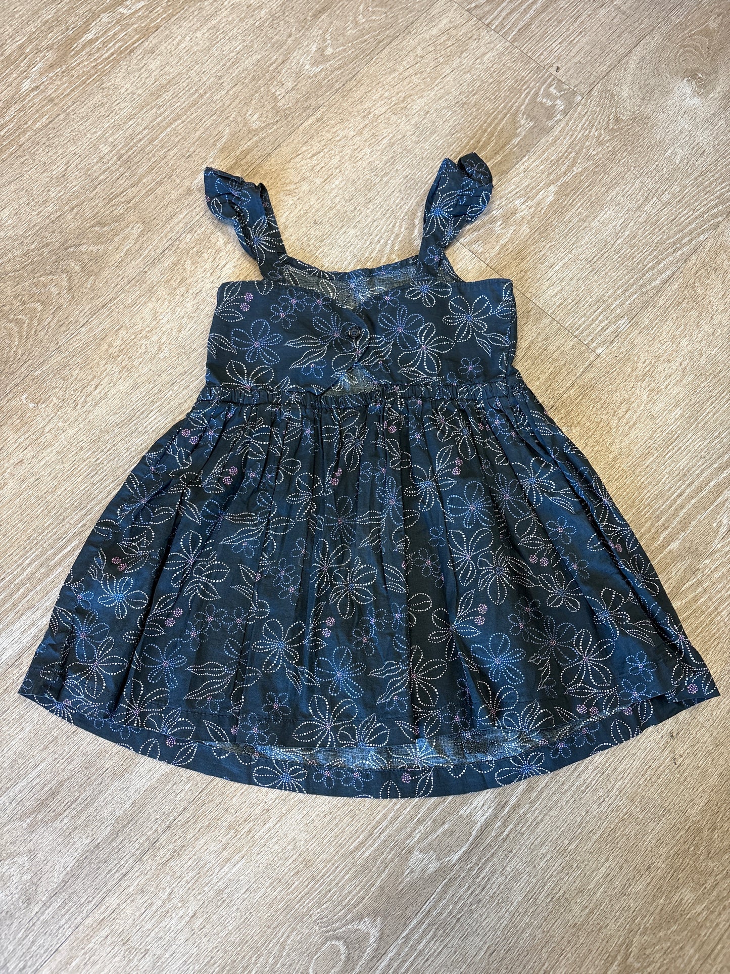 3T Black Dotted Floral Tank Dress