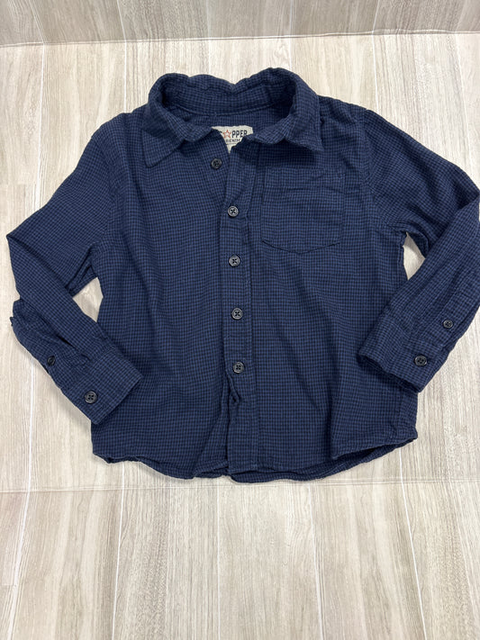4T Copper Denim Navy Houndstooth Button Up
