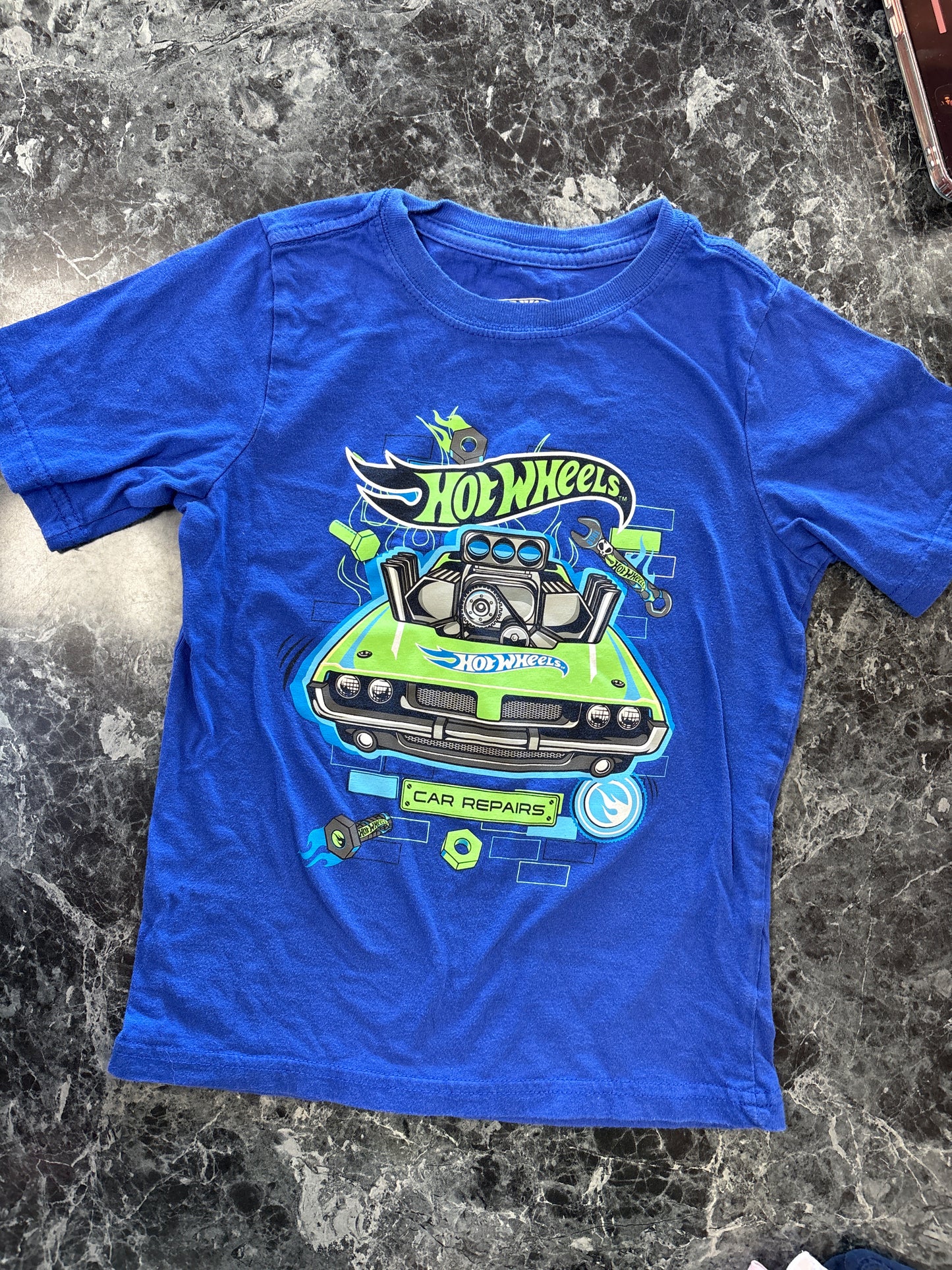 5T Hot Wheels Cobalt Blue Car Repairs Graphic Shirt