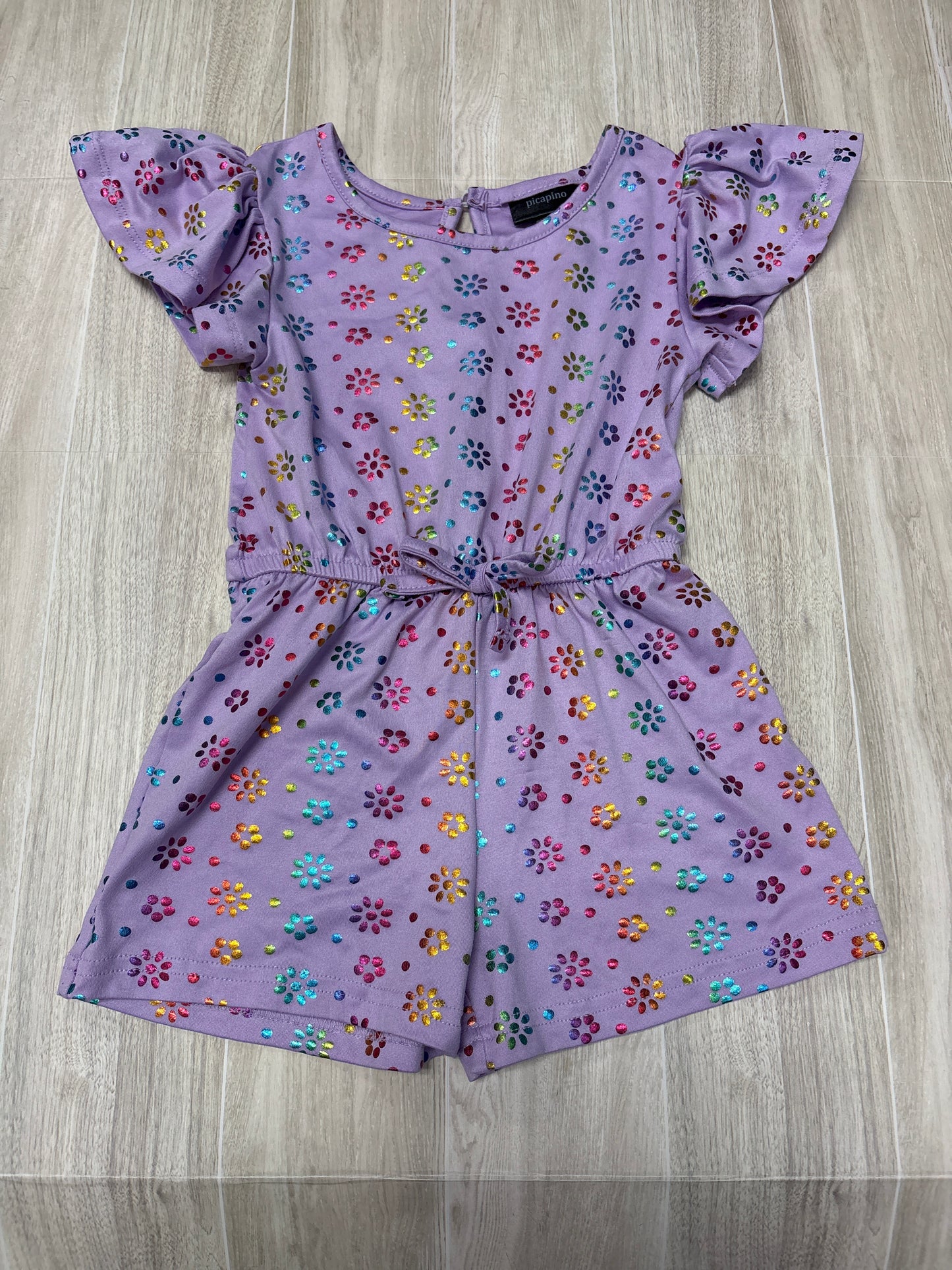 3T Purple Rainbow Flower Shortie Romper