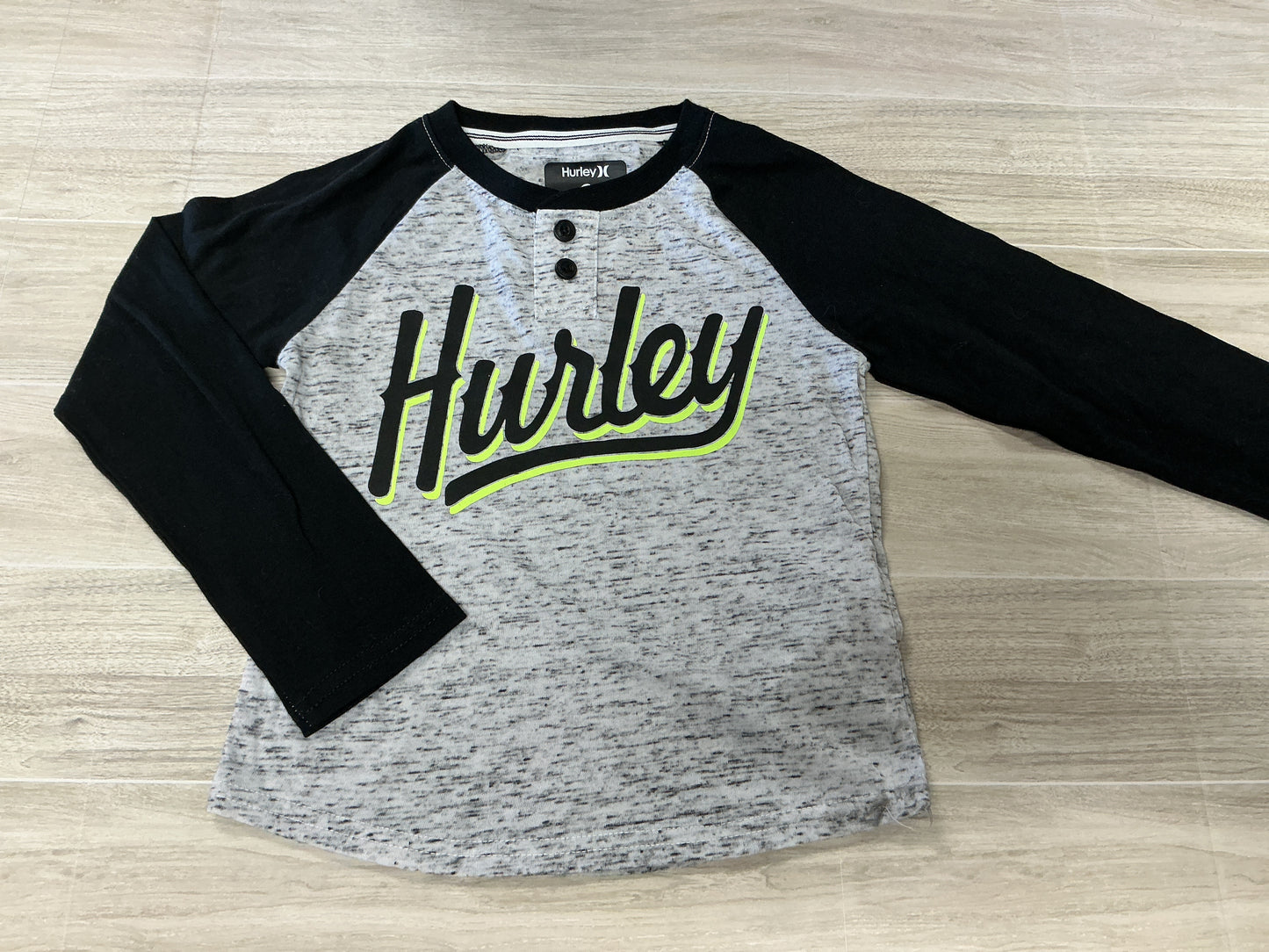 NWT 3T Hurley Heathered Grey Button Graphic Shirt