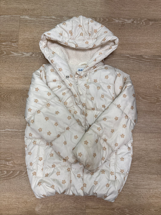 8 Cream Floral Teddy Lined Puffer Jacket - Blemish