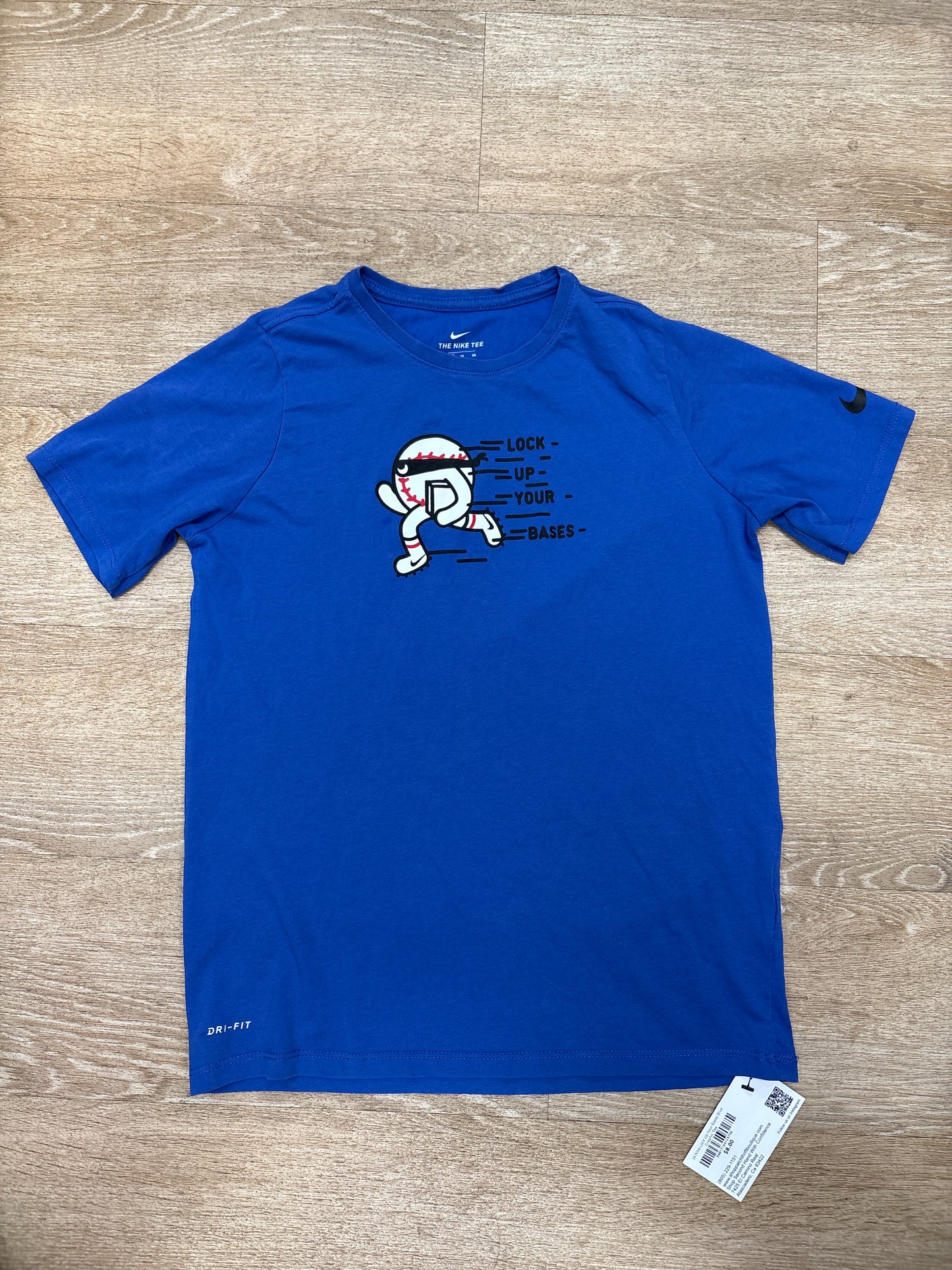 14 Nike Lock Up Your Bases Blue Graphic Tee