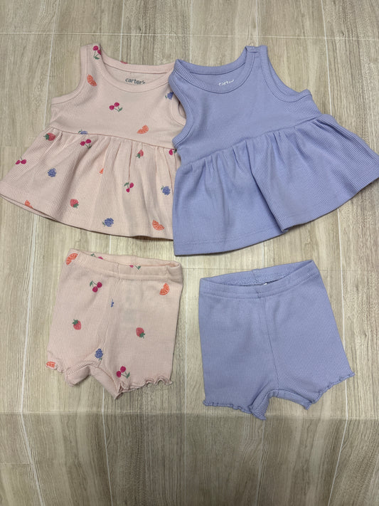NWT Newborn 4 Piece Tank + Biker Shorts Set