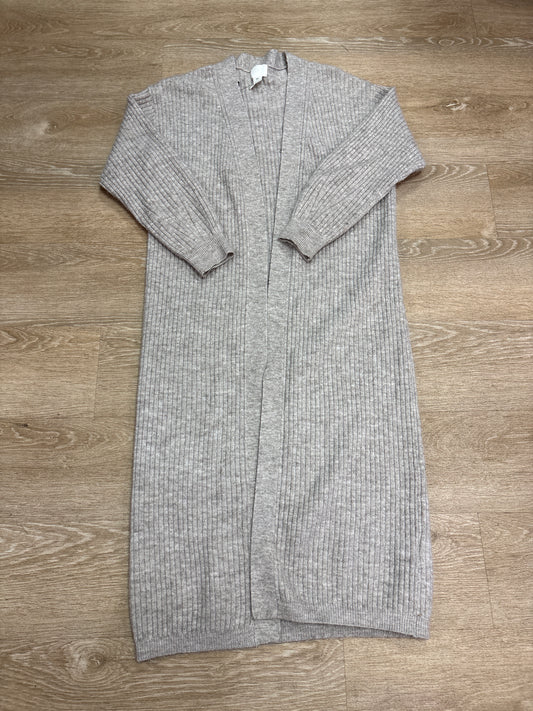 Womens Small Tan Ribbed Knit Long Cardigan