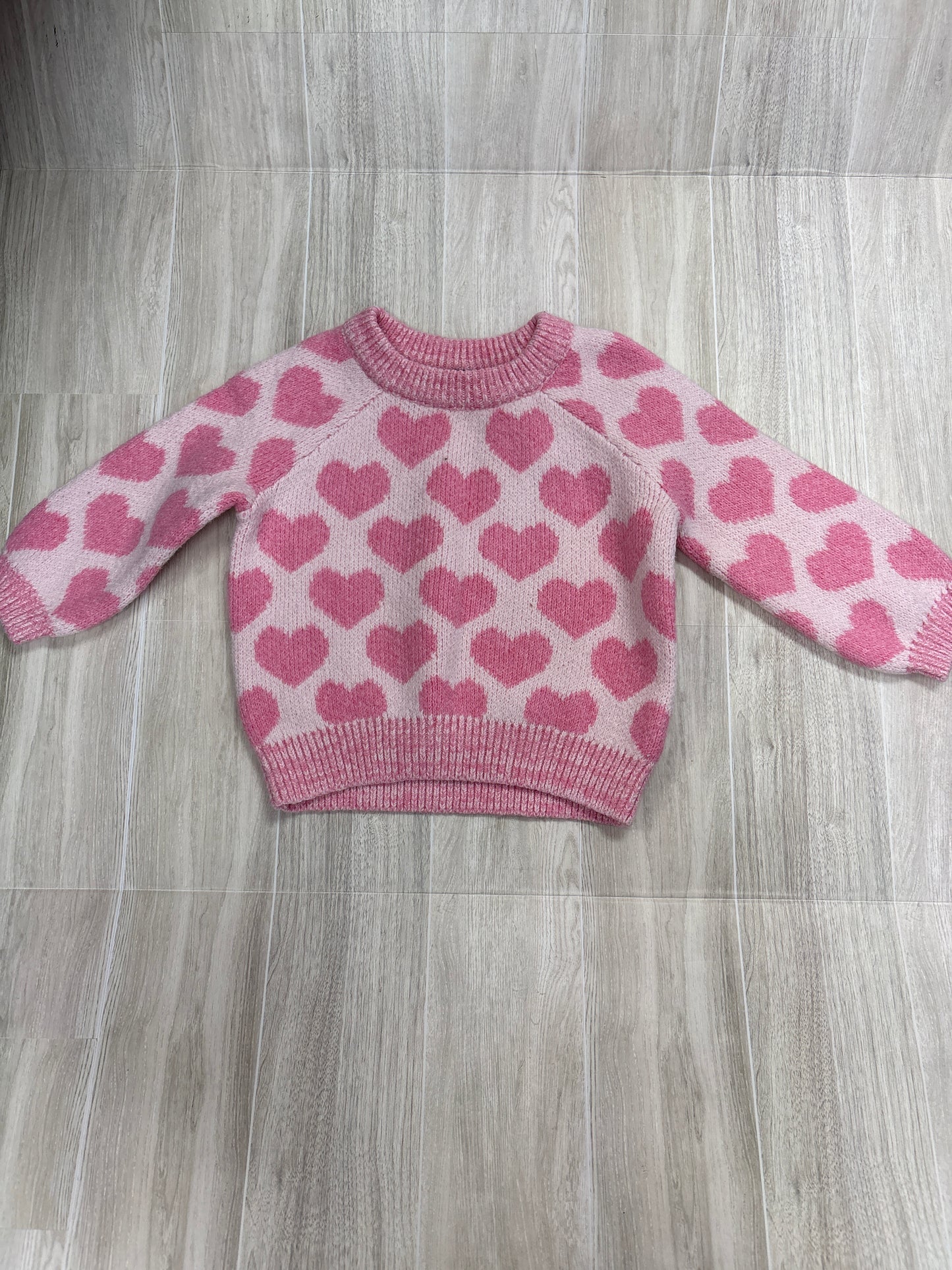 3-6m Pink Knit Heart Sweater