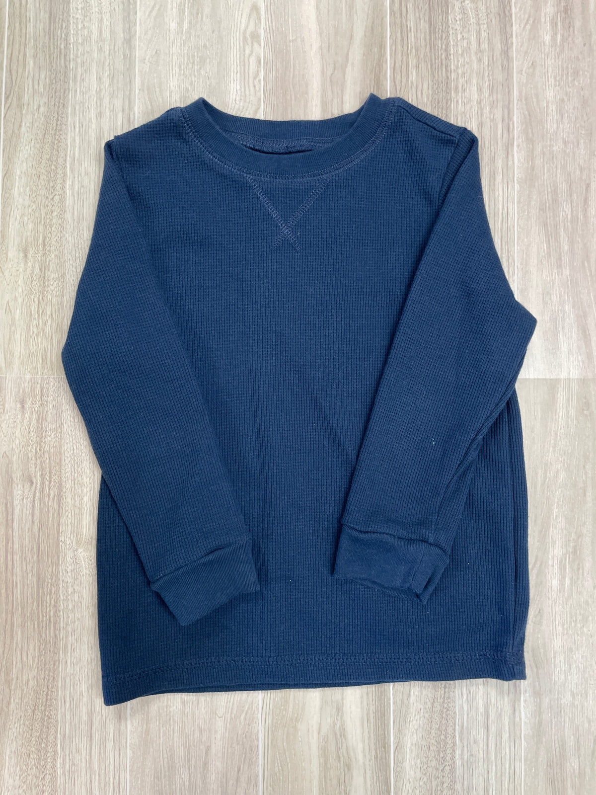 4T Navy Waffle Knit Long Sleeve