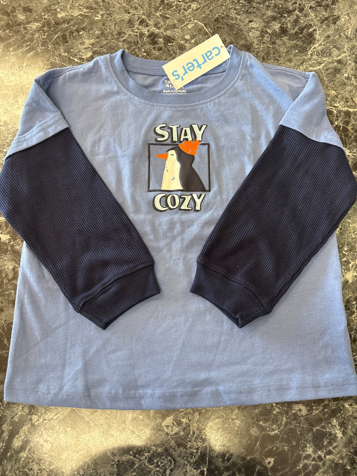 NWT 4T Blue Stay Penguin Cozy Graphic Long Sleeve