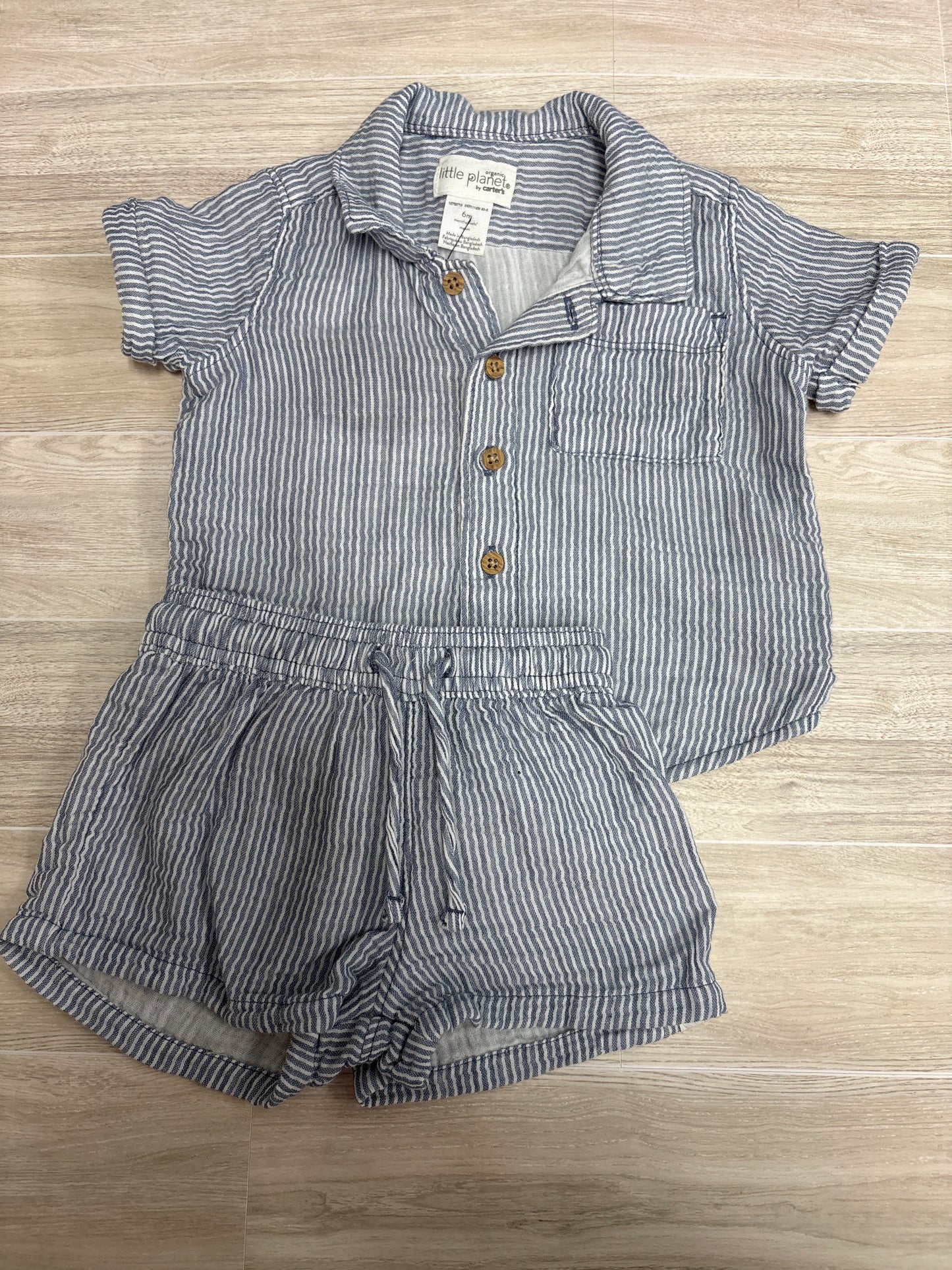 6m Organic Pin Stripe 2 Piece Set