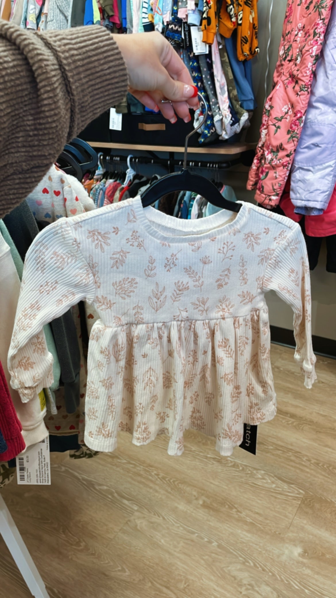 18m Ribbed Floral Tunic - Cream