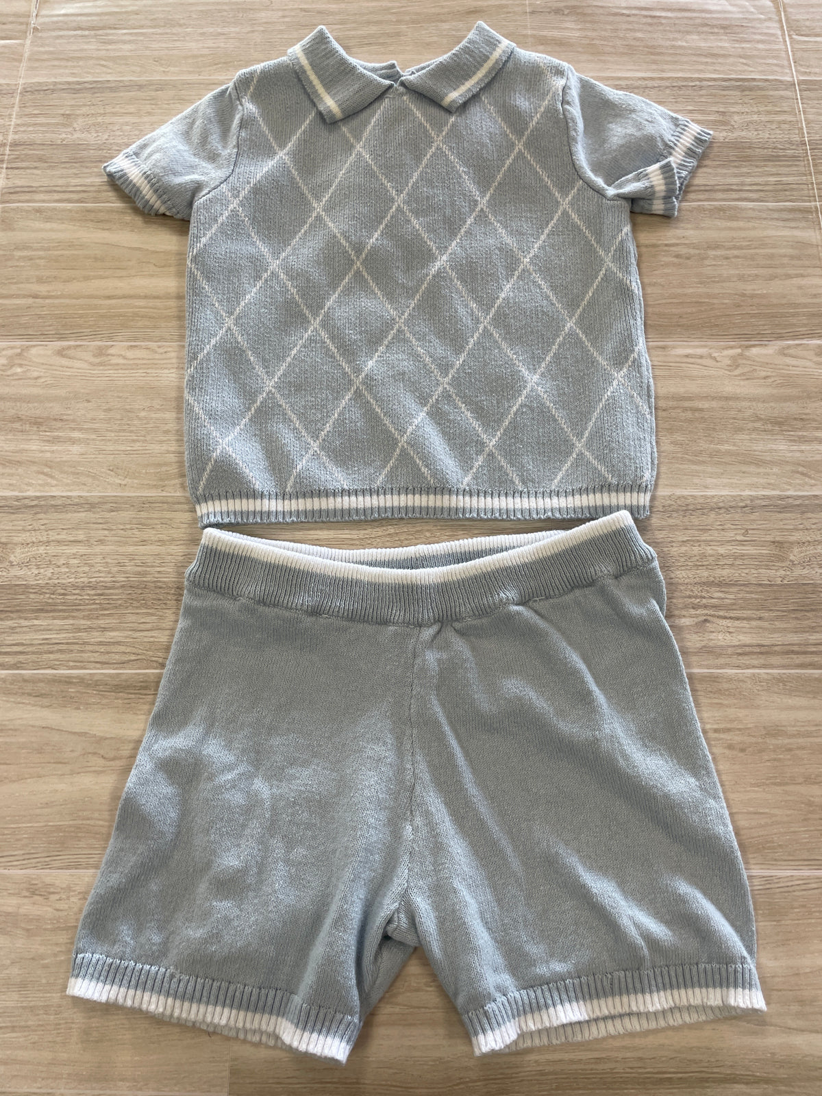 12m Draper James Light Blue Polo + Shorts Set