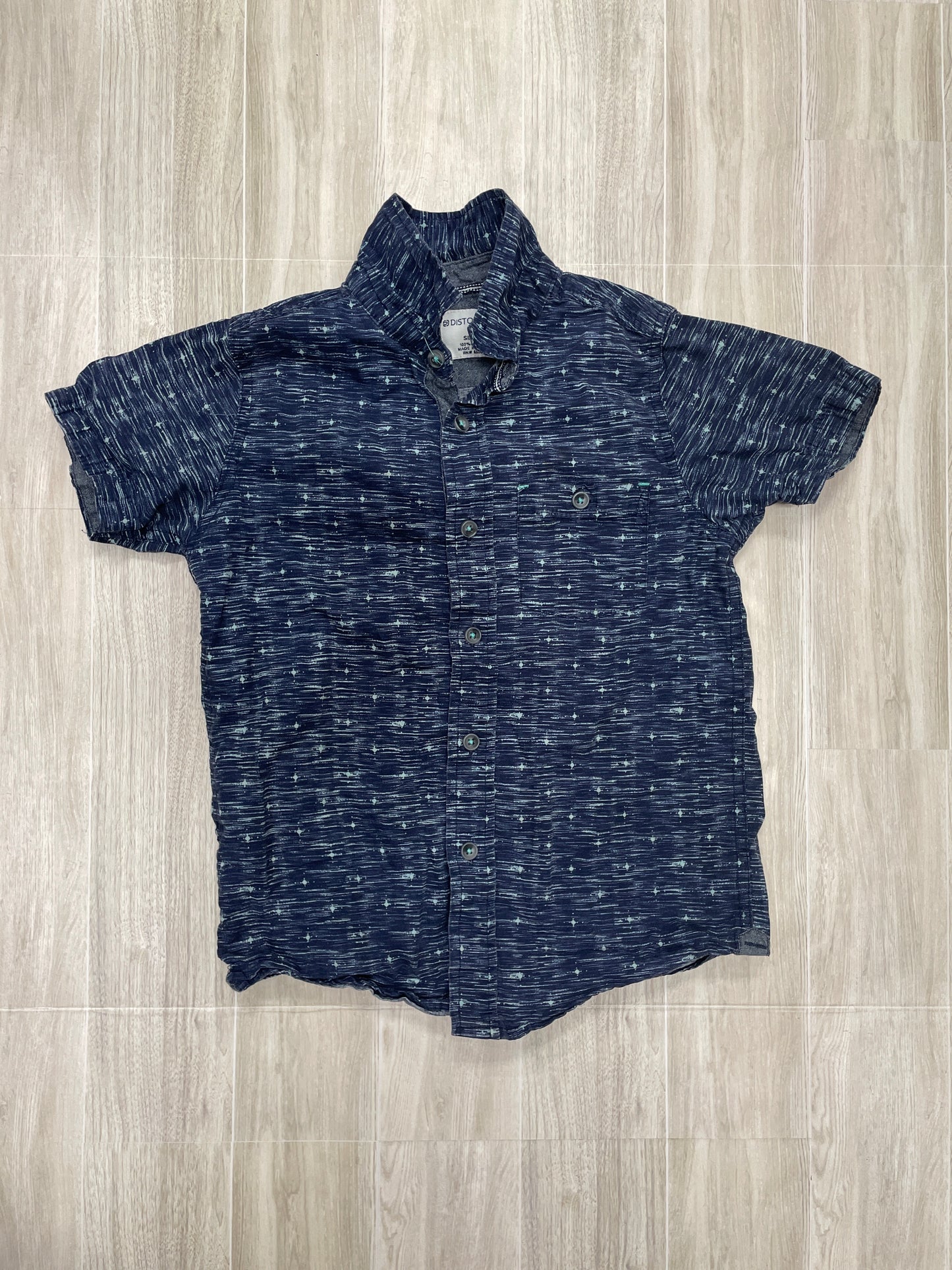 6 Navy Abstract Striped Button Up