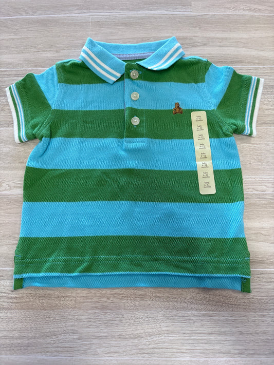 NWT 6-12m Blue/Green Striped Collared Tee