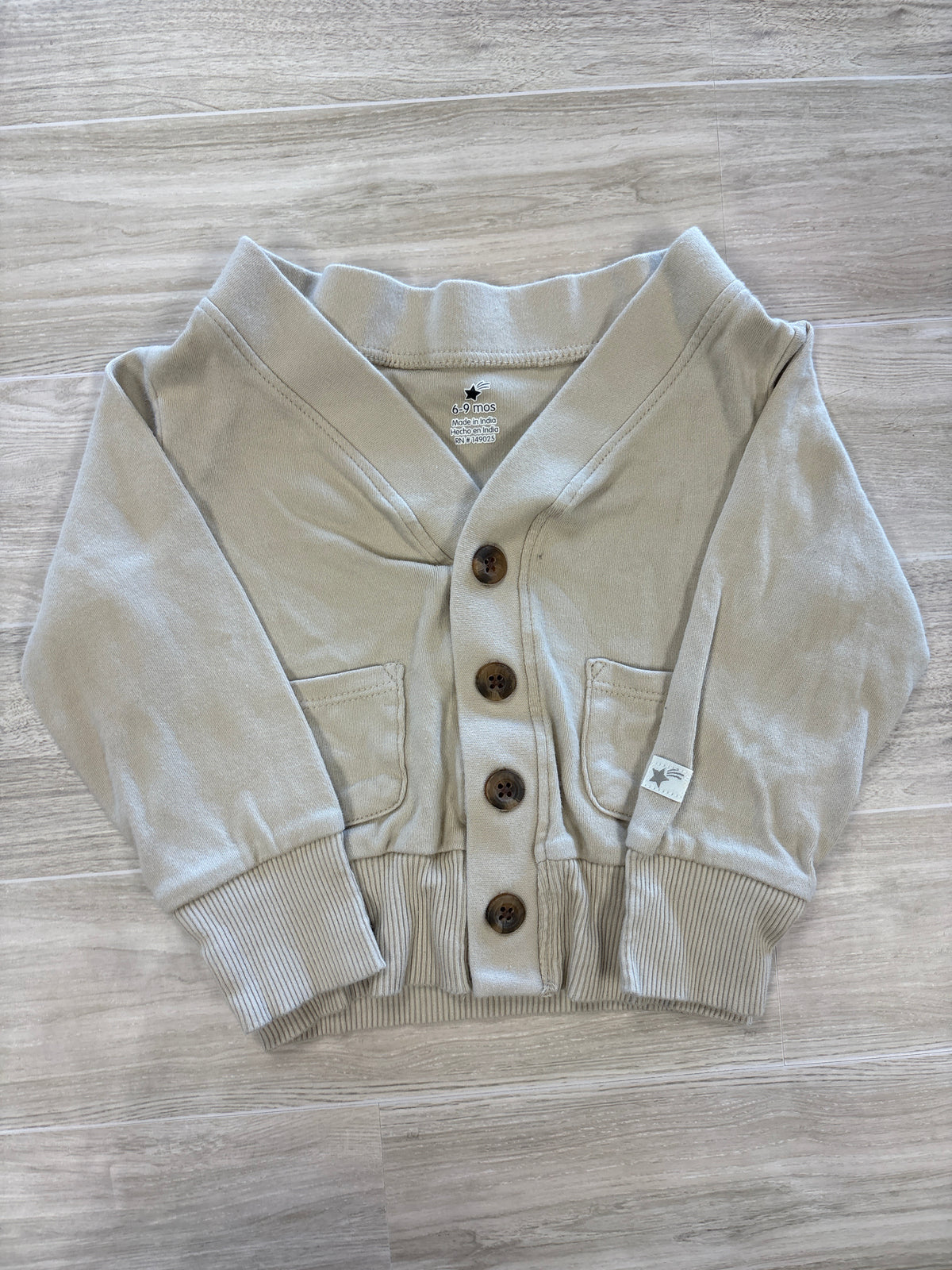 6-9m Beige Button Cardigan