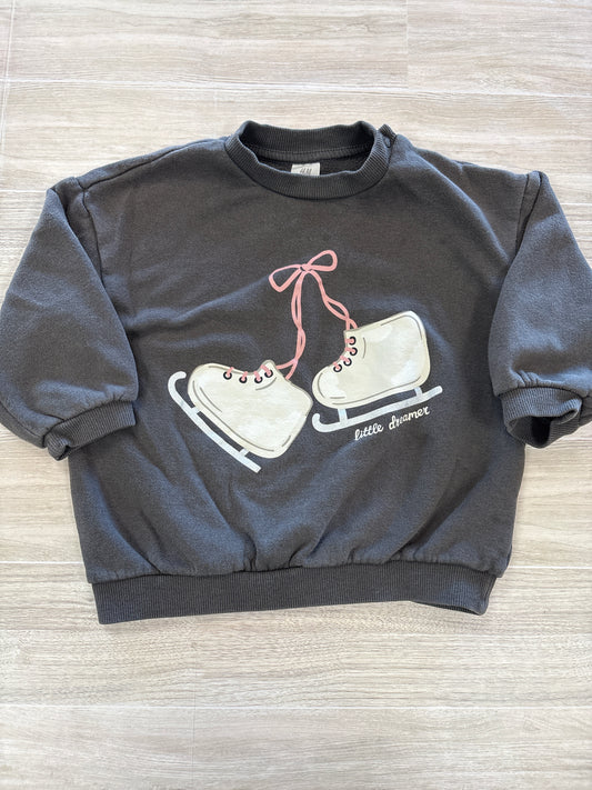 2T Charcoal Grey Ice Skate Graphic Crewneck
