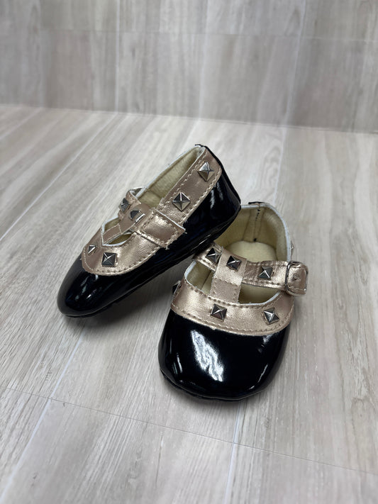 1c Black Studded Infant Crib Shoes