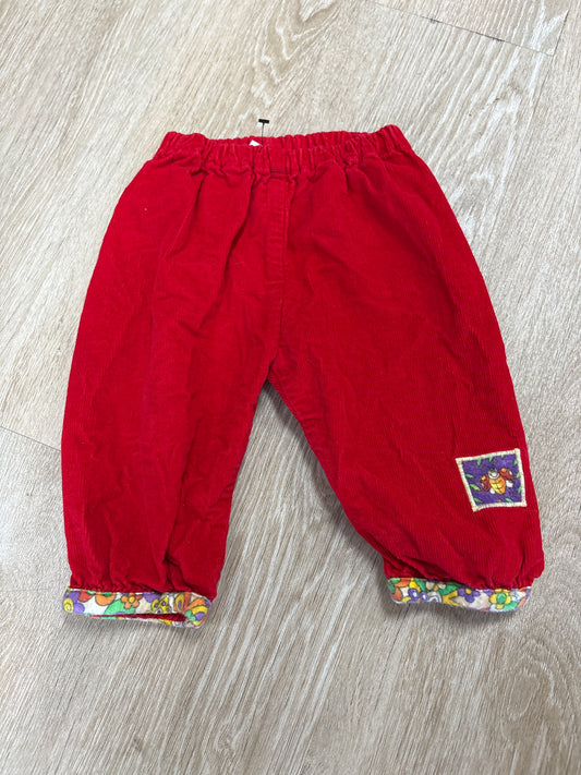 9-12m Vintage Red Corduroy Pants with Bug Detail