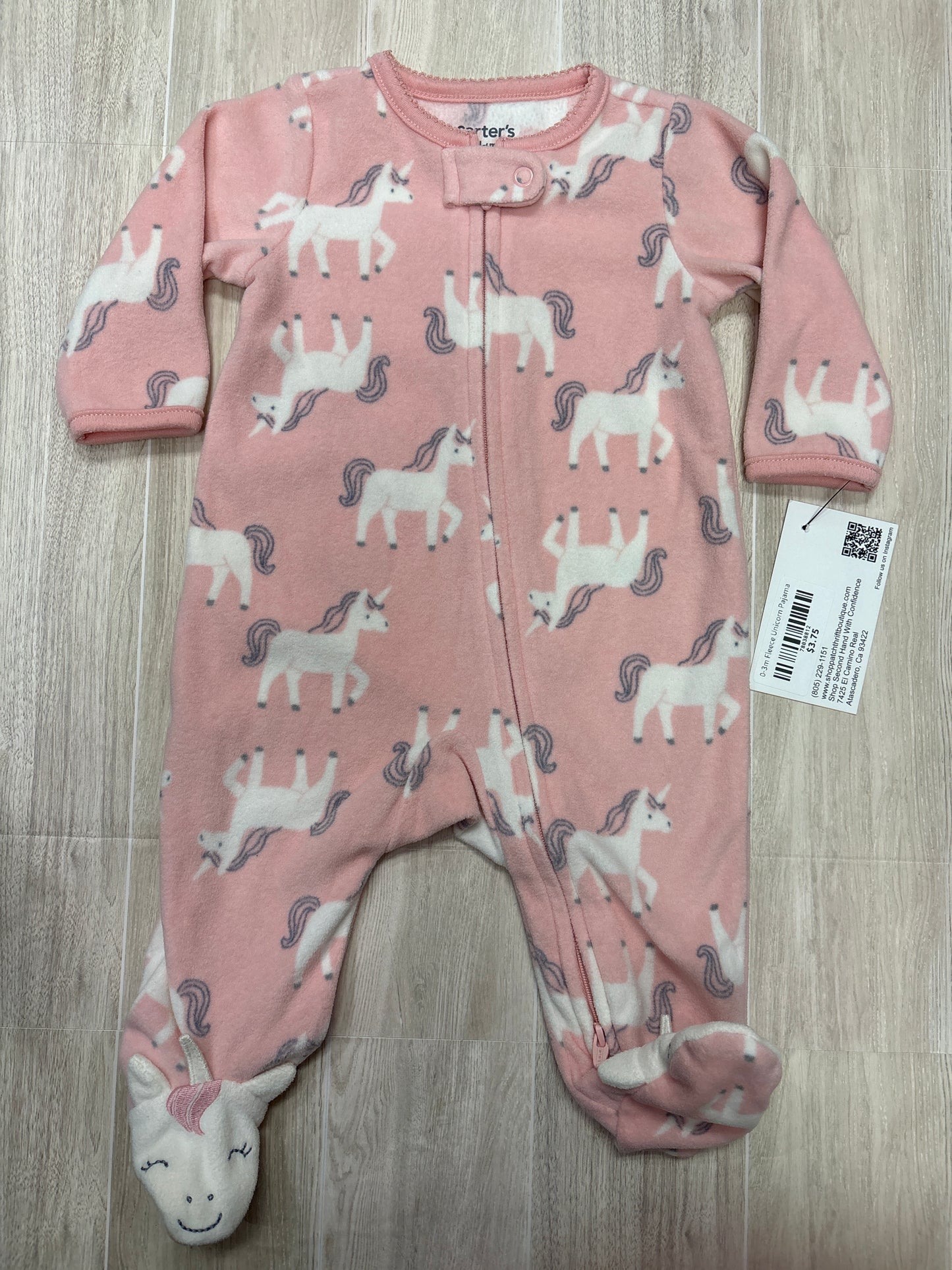 0-3m Fleece Unicorn Pajama