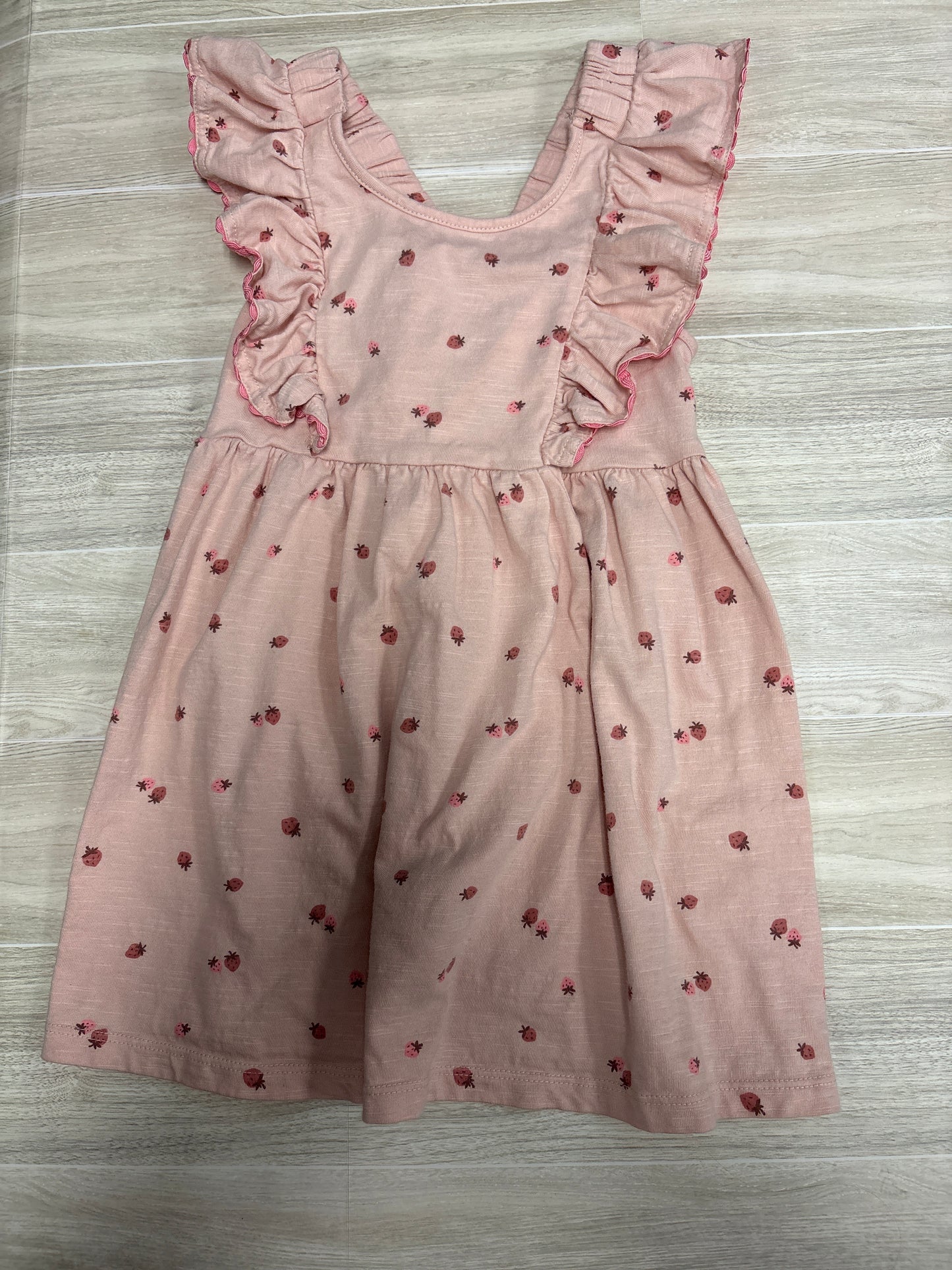 3T Pink Strawberry Ruffle Dress