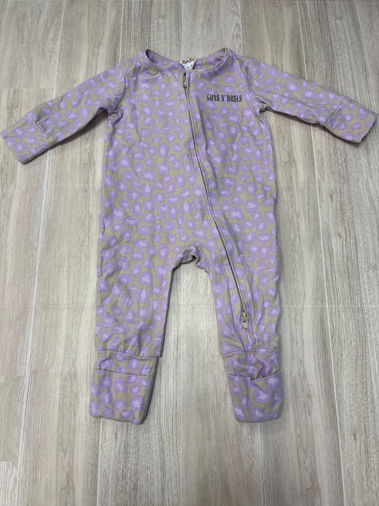 0-3m Cotton On Purple Cheetah Guns & Roses Romper