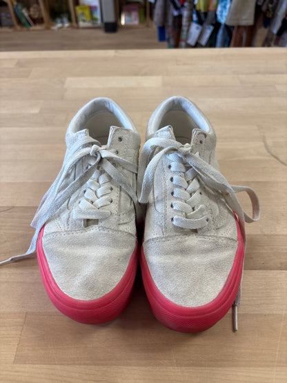 Womens 5 Suede Cream/Pink Platform Vans