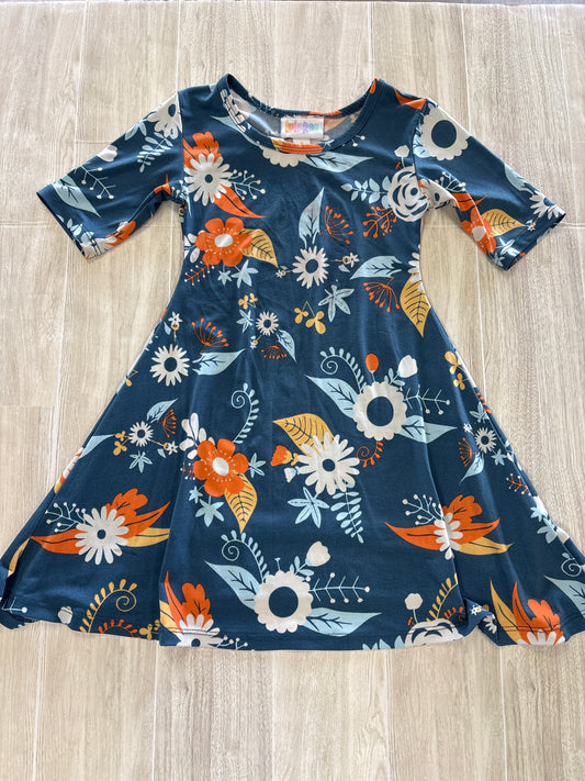 2T LulaRoe Blue/Oranges 3/4 Sleeve Twirl Dress