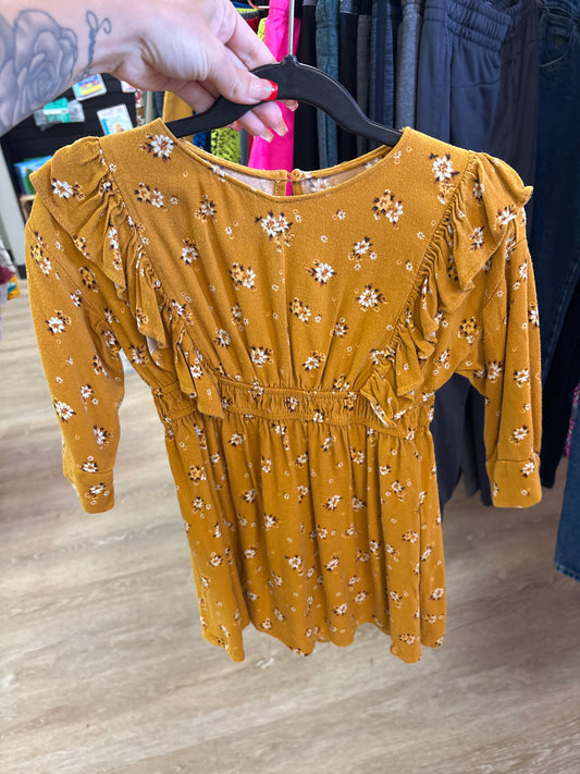 6 Zara Mustard Yellow Floral Ruffle Dress