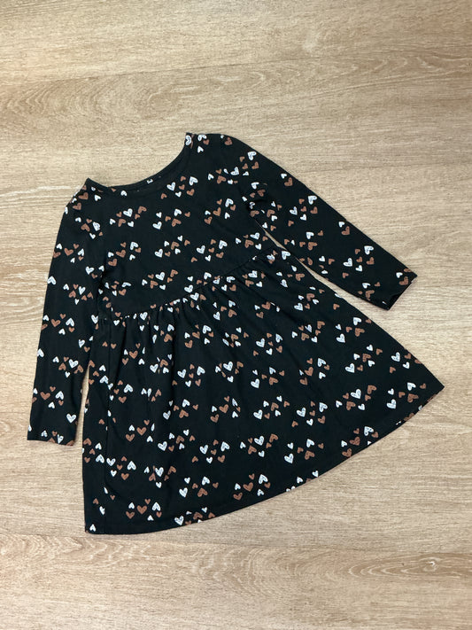 5T Black Hearts Long Sleeve Dress