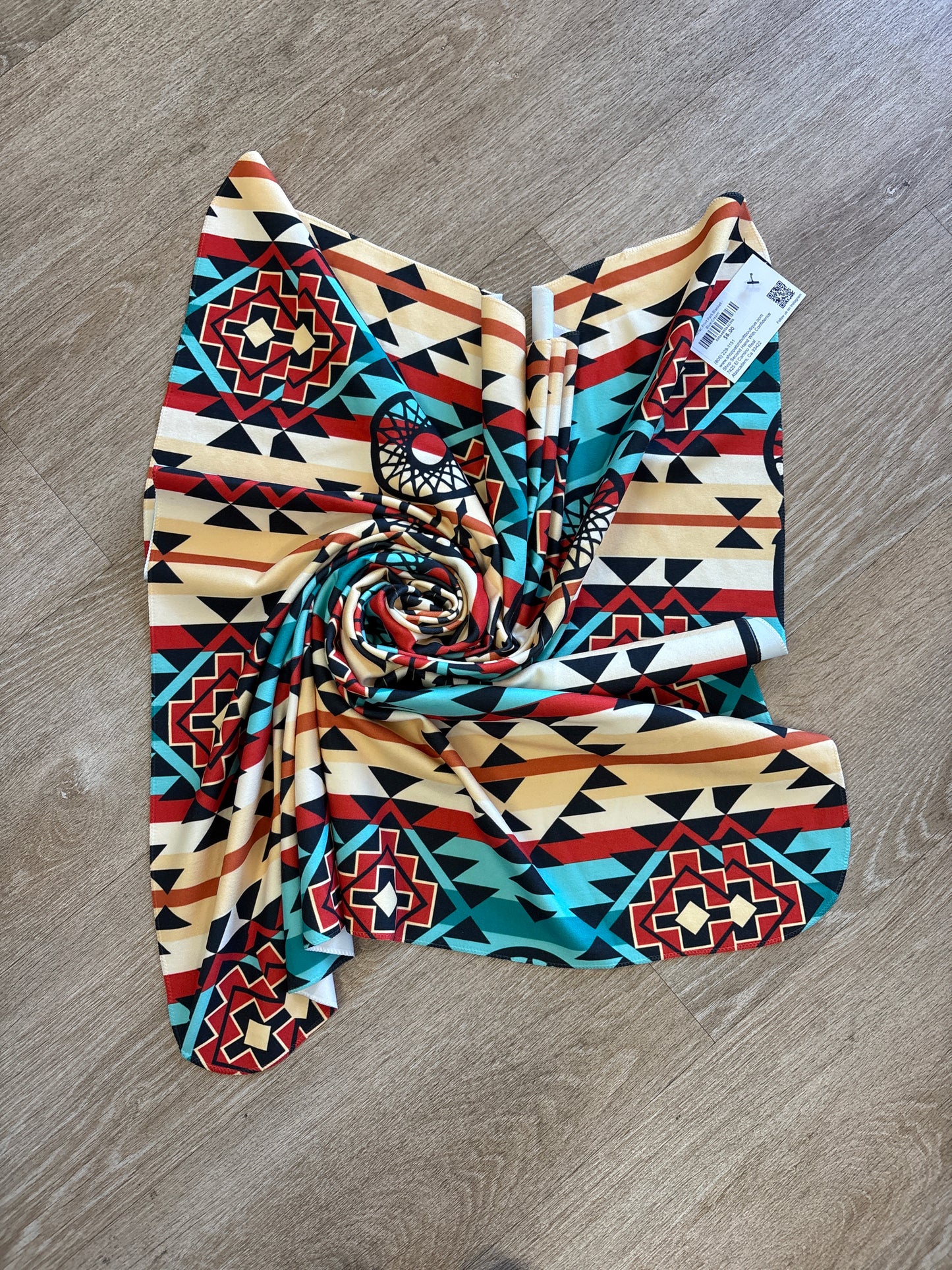 Aztec Print Park Blanket - Blue/Cream