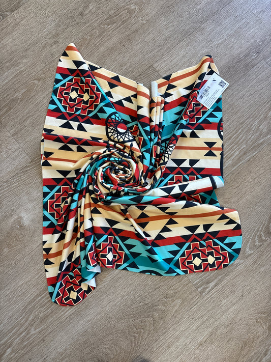 Aztec Print Park Blanket - Blue/Cream