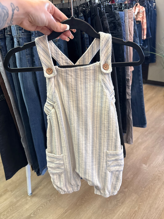 18m Cream Striped Soft Shortie Overall