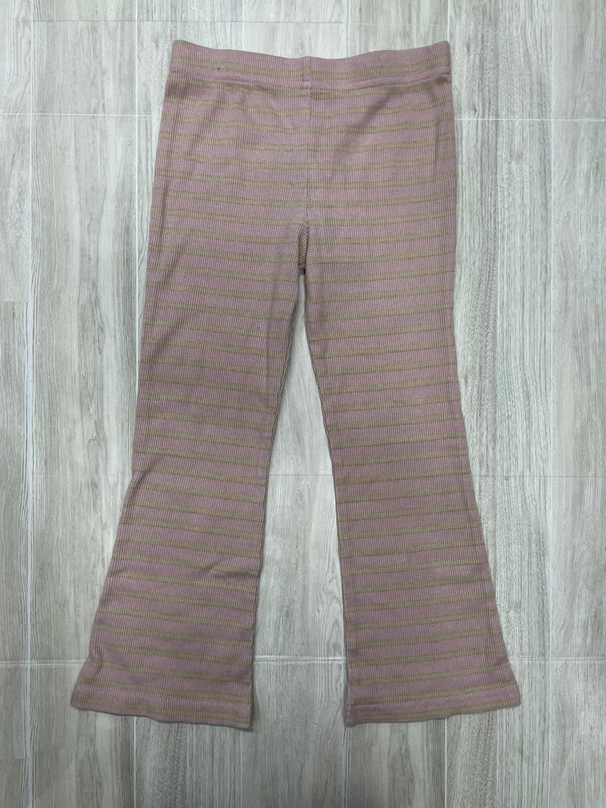 6 Pink Striped Ribbed Flare Pant